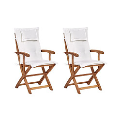 Beliani Lot de 2 chaises Bois Blanc cassé MAUI II