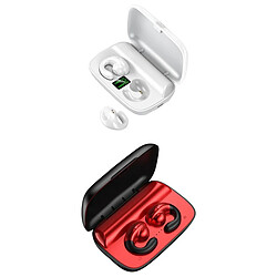 Écouteurs Bluetooth sans fil 2pcs écouteurs Sans Fil Bluetooth 5.0 Mini Casque Intra-auriculaire LED Blanche et Rouge