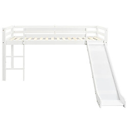 vidaXL Lit mezzanine d'enfants toboggan et échelle bois pin 97x208 cm