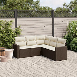 Maison Chic Salon de jardin avec coussins 5 pcs, Ensemble Tables et chaises de jardin,, Ensemble Tables et chaises de jardin, marron résine tressée -GKD271392