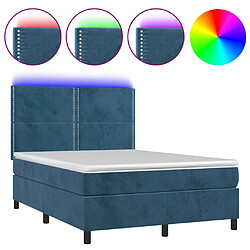 vidaXL Sommier à lattes de lit matelas et LED Bleu foncé 140x190 cm