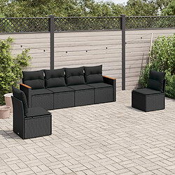 vidaXL Salon de jardin 6 pcs avec coussins noir résine tressée