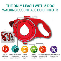 Universal Laisse de chien rétractable en nylon bol de voyage pliable bouteille d'eau pour chiot portable marche extérieure corde de traction fournitures pour animaux de compagnie | Traction (rouge) pas cher