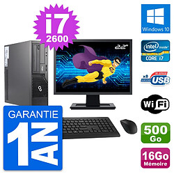 PC Fujitsu E500 DT Ecran 22" Intel i7-2600 RAM 16Go Disque 500Go Windows 10 Wifi - Occasion