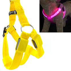 Wewoo Laisse pour chien en nylon de sangle de coffre de de chat de harnais à double face de lumière LEDtaille M jaune