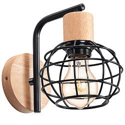 Stoex Lampe Murale Rétro Applique Murale Vintage Noire Lampe Murale Moderne Applique Murale en Bois Et Métal Pour Éclairage Intérieur 