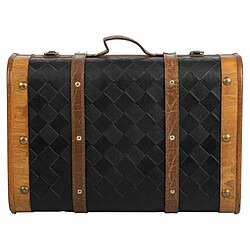 Avis Valise décorative Alexandra House Living Noir PVC Bois Métal Tissu Vintage 30 x 17 x 43 cm