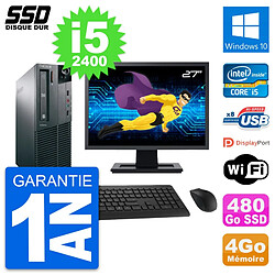 PC Lenovo M81 SFF Ecran 27" Intel Core i5-2400 RAM 4Go SSD 480Go Windows 10 Wifi - Occasion