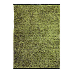 Thedecofactory MILANO - Tapis tissé plat coton noir et reflet lumière vert 200x290