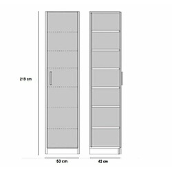 Inside 75 Armoire de rangement 1 porte blanc mat largeur 50 cm profondeur 42 cm