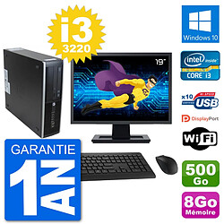 PC HP 8300 SFF Ecran 19" Intel i3-3220 RAM 8Go Disque 500Go Windows 10 Wifi · Occasion 