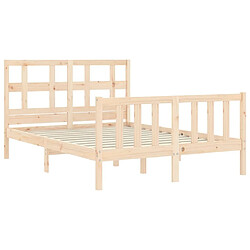 Maison Chic Cadre/structure de lit avec tête de lit pour adulte - Lit Moderne Chambre 120x200 cm bois massif -MN72899 pas cher