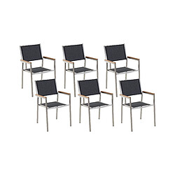 Beliani Lot de 6 chaises Acier inox Noir GROSSETO