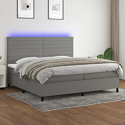 vidaXL Sommier à lattes de lit et matelas et LED Gris foncé 200x200 cm 