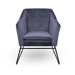 Meubler Design Fauteuil En Velours Et Métal Noir Zadig - Velours Gris