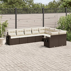 Maison Chic Salon de jardin avec coussins 9 pcs, Ensemble Tables et chaises de jardin, marron résine tressée -GKD103463