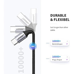 UGREEN Lot de 2 Câble USB C vers USB C Nylon Tressé PD Charge Rapide 60W Compatible avec iPad Pro 2018 Macbook Pro Samsung S10 S9 S8 Note 10 A70 A80 Redmi Note 8 Nintendo Switch (2M) pas cher