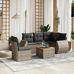 vidaXL Salon de jardin 6 pcs avec coussins gris résine tressée 