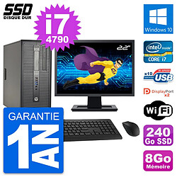 PC Tour HP ProDesk 600 G1 Ecran 22" i7-4790 RAM 8Go SSD 240Go Windows 10 Wifi · Occasion 