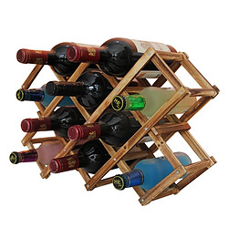 Wewoo Rangement de Cuisine 10 bouteilles racks support à vin pliable porte-vin en bois bar étagère d'affichage (cuisson au carbone)