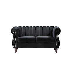 Vente-Unique Canapé chesterfield 2 places en velours noir TRUMBO