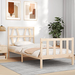 Maison Chic Cadre/structure de lit avec tête de lit pour adulte - Lit Moderne Chambre 90x200 cm bois massif -MN42186