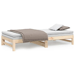 Maison Chic Lit d'appoint 2x(100x200)cm,Lit coulissant Lit de repos Bois de pin massif -GKD21193 pas cher