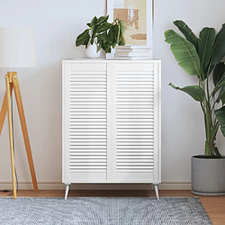 vidaXL Portes d'armoire à persiennes 2pcs blanc 99,3x39,4cm pin massif 