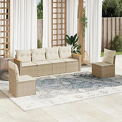 vidaXL Salon de jardin avec coussins 6 pcs beige résine tressée