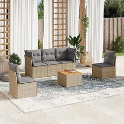 vidaXL Salon de jardin avec coussins 6pcs mélange beige résine tressée 