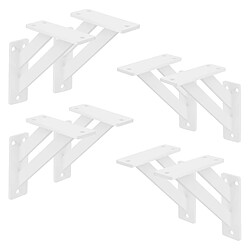 ML-Design 8x Équerres étagère mural support d'angle en aluminium blanc robuste 120x120 mm 