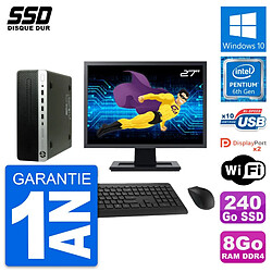 PC HP ProDesk 600 G3 SFF Ecran 27" Intel G4400 RAM 8Go SSD 240Go Windows 10 Wifi · Occasion 