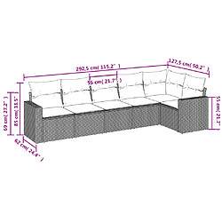 Acheter vidaXL Salon de jardin avec coussins 6 pcs marron résine tressée