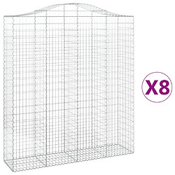 vidaXL Paniers à gabions arqués 8 pcs 200x50x220/240 cm Fer galvanisé