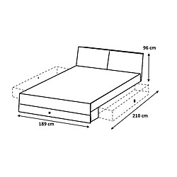 Pegane Chambre à coucher complète adulte (lit 180x200 cm King Size + 2 chevets + armoire + commode) coloris gris foncé pas cher