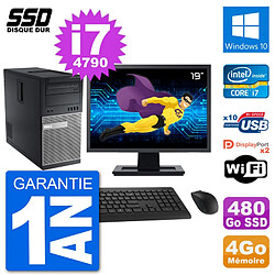 PC Tour Dell 9020 Ecran 19" Intel Core i7-4790 RAM 4Go SSD 480Go Windows 10 Wifi · Occasion 