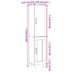 vidaXL Buffet haut Chêne marron 34,5x34x180 cm Bois d'ingénierie pas cher