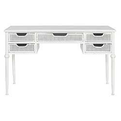 Pegane Table de bureau, meuble du bureau en métal avec 5 tiroirs coloris blanc - longueur 122 x profondeur 50 x Hauteur 76 cm