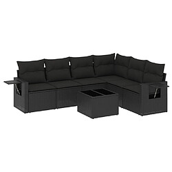 Maison Chic Ensemble Tables et chaises d'extérieur 7pcs avec coussins,Salon de jardin noir résine tressée -GKD531465