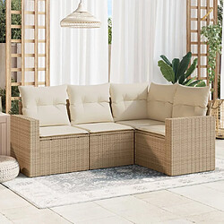 vidaXL Salon de jardin avec coussins 4 pcs beige résine tressée 