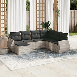 vidaXL Salon de jardin avec coussins 7 pcs gris clair résine tressée 