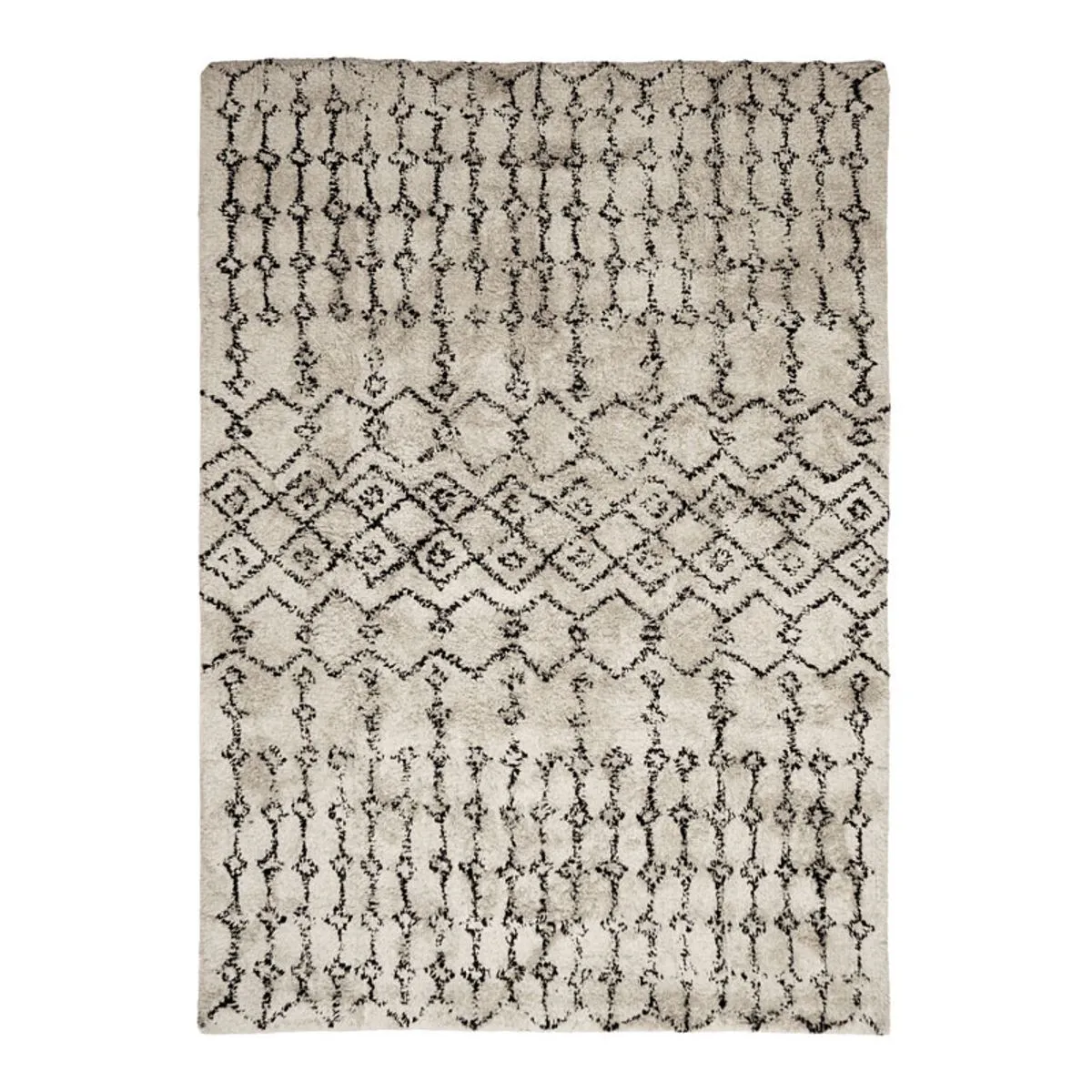 Thedecofactory BERBERE TRIBAL - Tapis 100% coton recyclé motifs berbères écru naturel 120x170