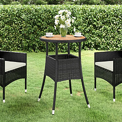 vidaXL Table de jardin Ø60x75 cm Acacia et résine tressée Noir