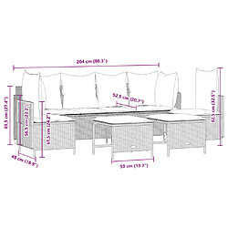 Acheter vidaXL Salon de jardin 5 pcs avec coussins gris résine tressée