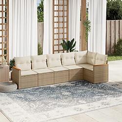 vidaXL Salon de jardin avec coussins 6 pcs beige résine tressée