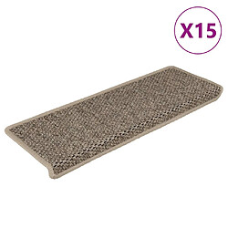 vidaXL Tapis d'escalier autocollants 15 pcs 65x21x4 cm Beige foncé