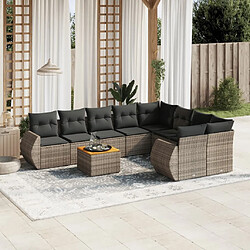 Maison Chic Ensemble Tables et chaises d'extérieur 9 pcs avec coussins,Salon de jardin gris résine tressée -GKD205063