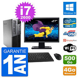 PC Lenovo M81 SFF Ecran 27" Intel i7-2600 RAM 4Go Disque 500Go Windows 10 Wifi - Occasion