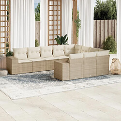 Maison Chic Salon de jardin avec coussins 10 pcs, Ensemble Tables et chaises de jardin, beige résine tressée -GKD371983