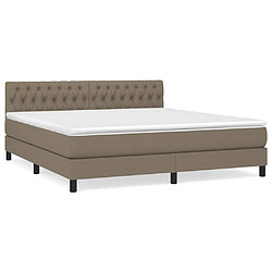 vidaXL Sommier à lattes de lit avec matelas Taupe 180x200 cm Tissu